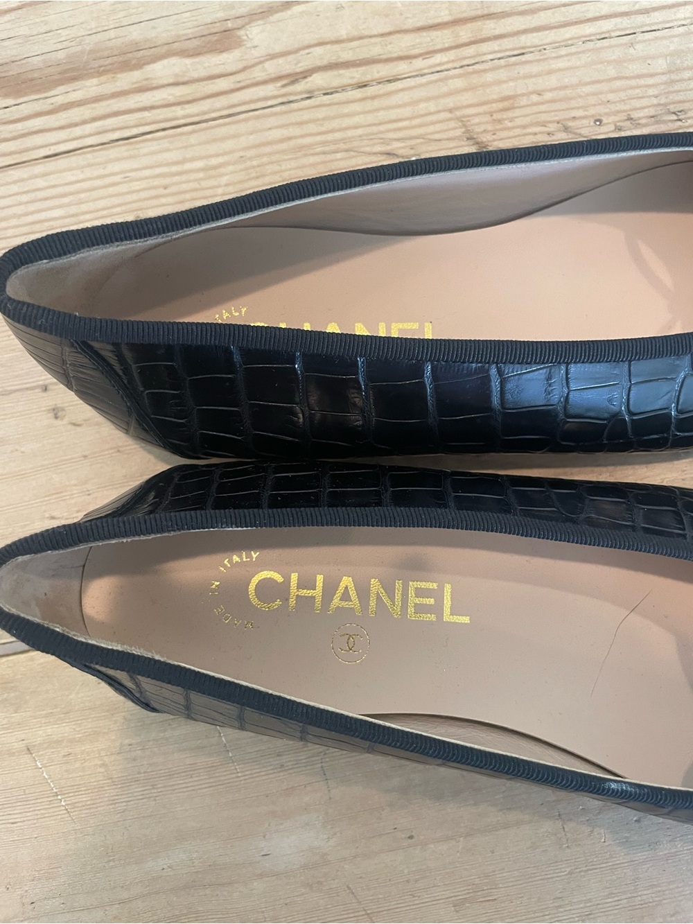 Chanel Black Crocodile Ballet Flats NWOB Size 38 - Picture 3 of 7